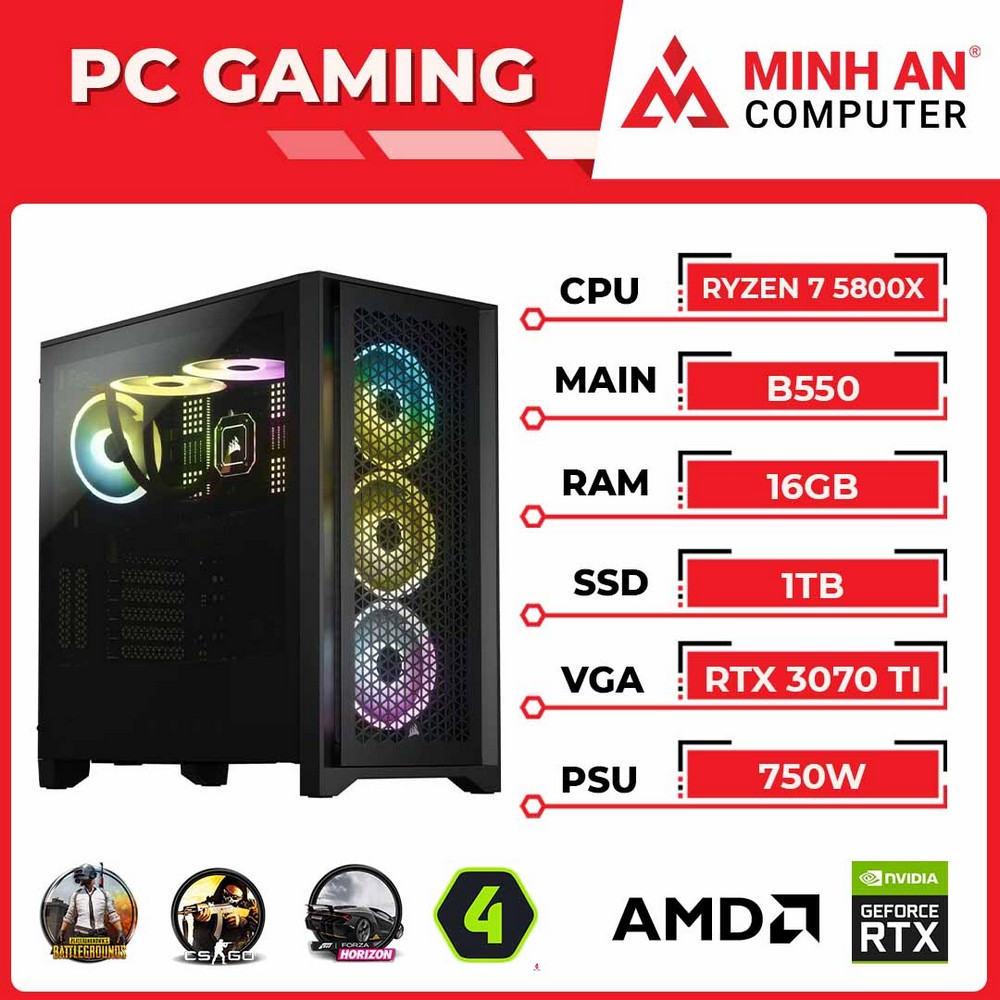 PC Gaming Potente con Ryzen 7 5800X y RTX 3070 en República Dominicana