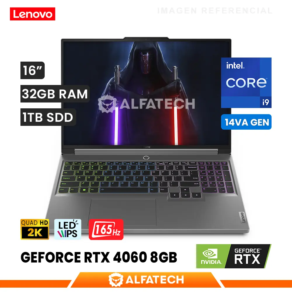 Lenovo Legión 5, portátil 16", procesador Intel Core i9-14900HX, 32GB RAM, SSD 1TB, tarjeta gráfica Nvidia RTX 4070 en República Dominicana