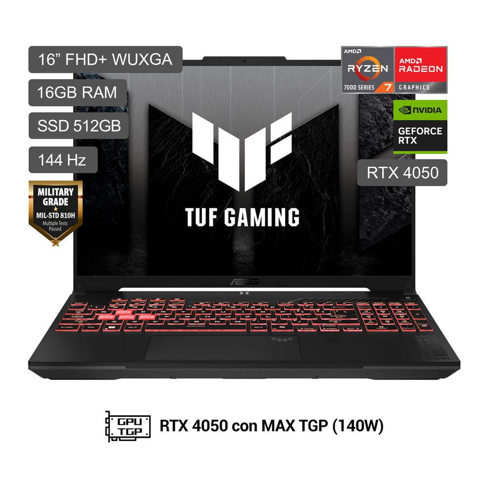 Laptop Asus TUF Gaming Ryzen 7, 16GB RAM DDR4, SSD 512GB, NVIDIA GTX 1660 Ti 6GB en República Dominicana
