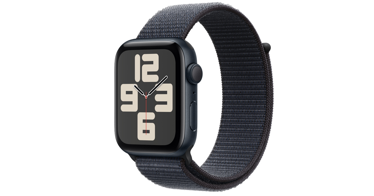 Apple Watch SE 44 mm con correa negra de goma en buen estado en República Dominicana