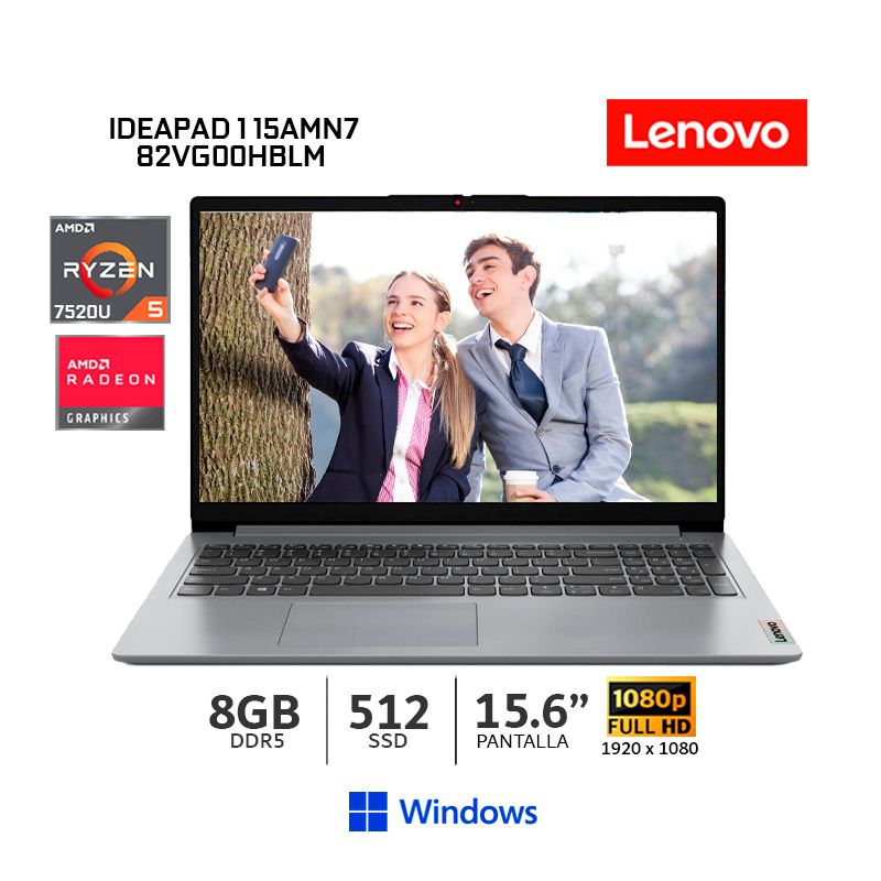 Portátil Lenovo Ideapad 15 Ryzen 5 7ª Generación 8 GB RAM
