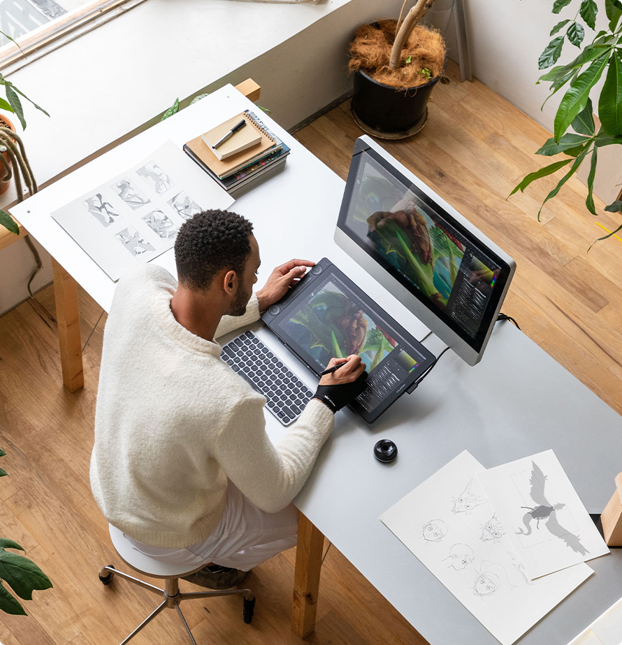 Tableta gráfica Huion Kamvas 16 (2021) con pantalla Full HD y accesorios incluidos en República Dominicana
