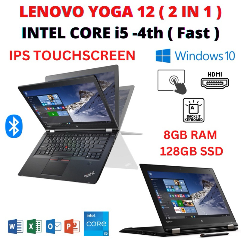 Portátil Lenovo Yoga Touch 14" Core i5 8GB RAM 256GB SSD Pantalla Táctil 360°