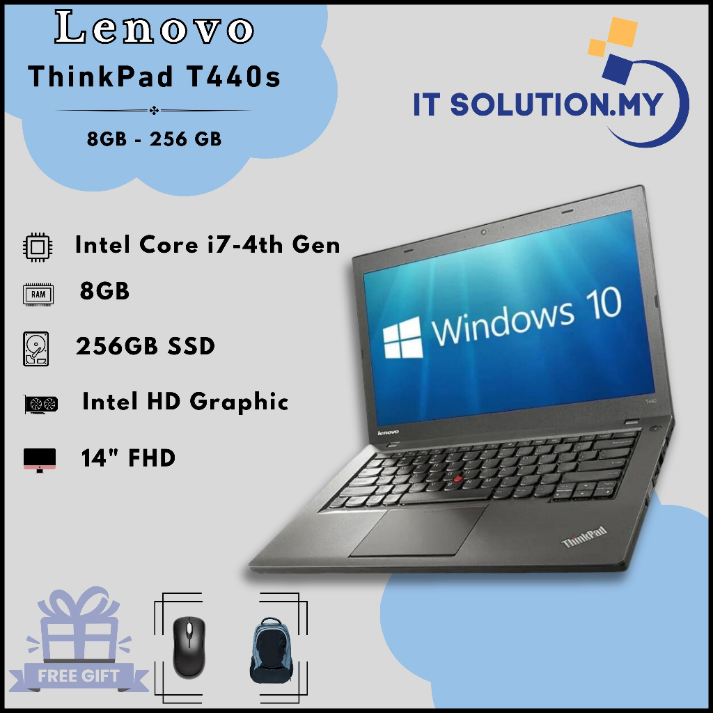Laptop Lenovo ThinkPad T440s con pantalla táctil, 4ª generación Intel Core i7
