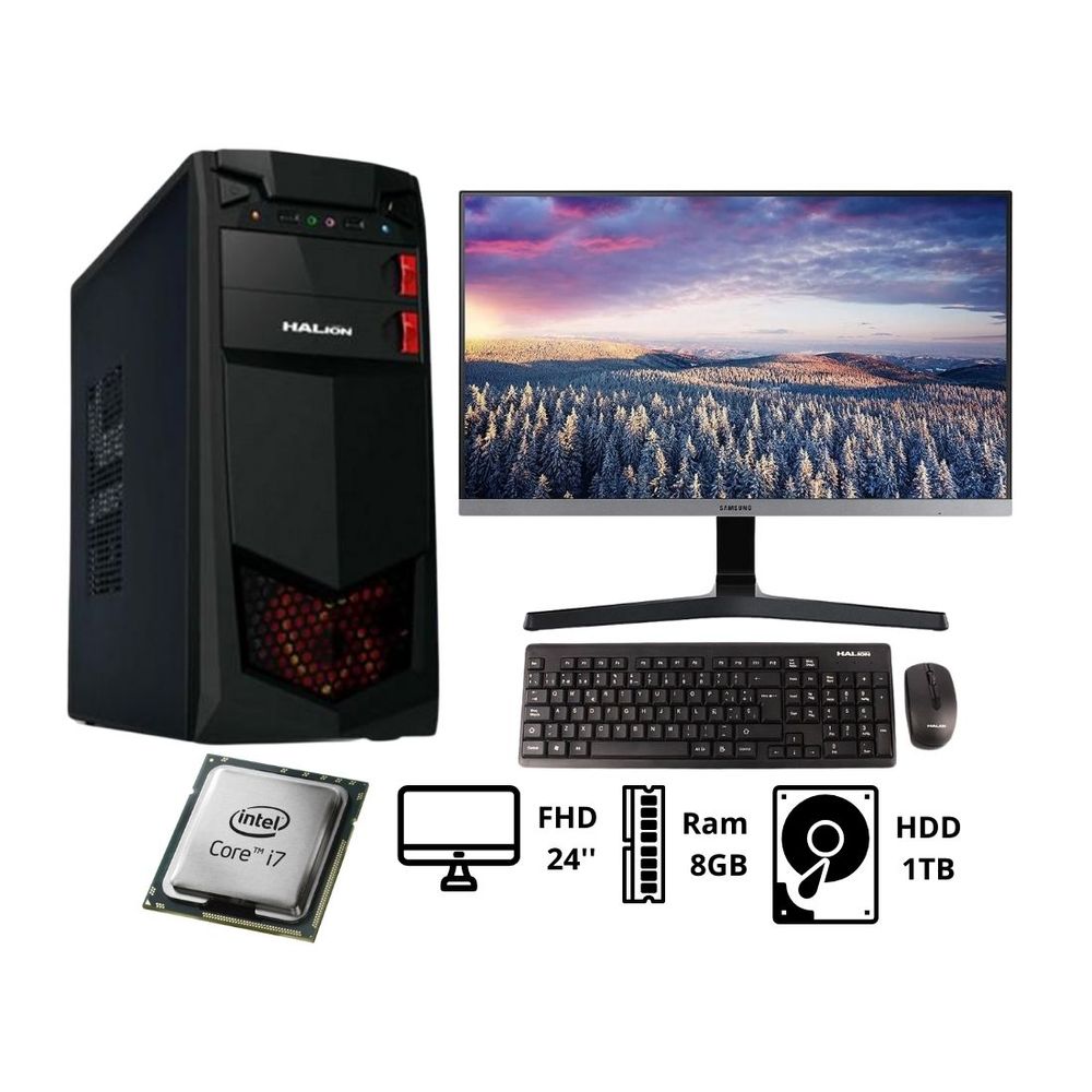 Computadora de escritorio con procesador i7, 8GB RAM y 500GB HDD con Windows 10 Pro en República Dominicana