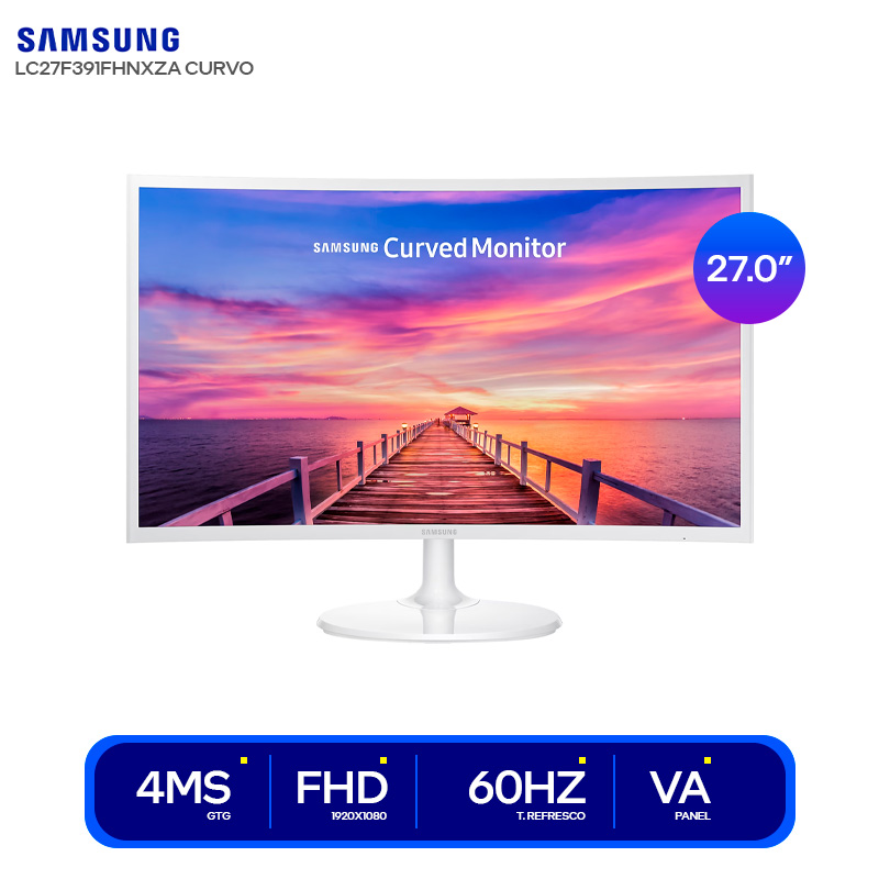 Monitor Curvo Samsung de 27" Full HD 1080p con HDMI, VGA y DisplayPort