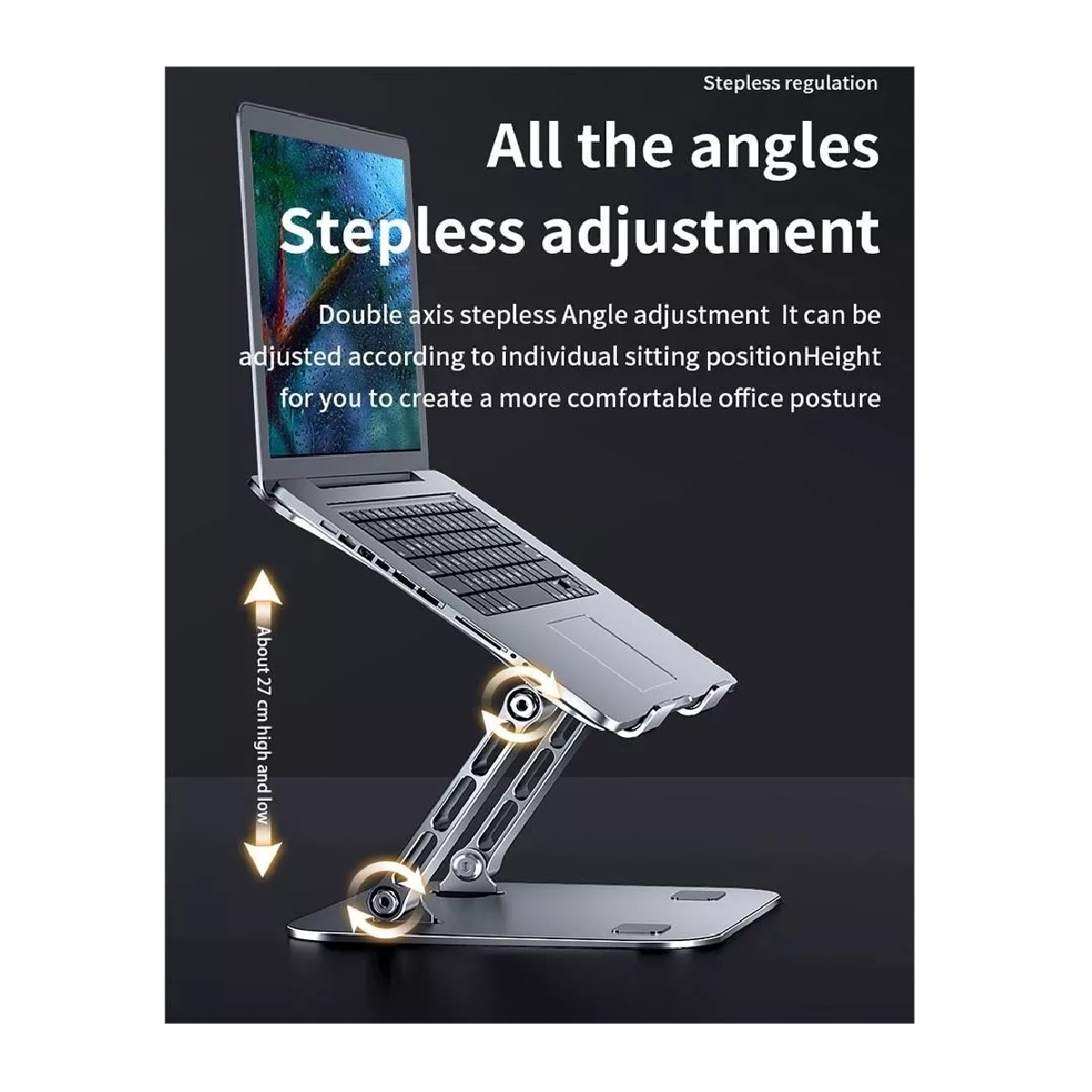 Soporte Ajustable para Laptop y Tablet, Compatible con iPad, Negro