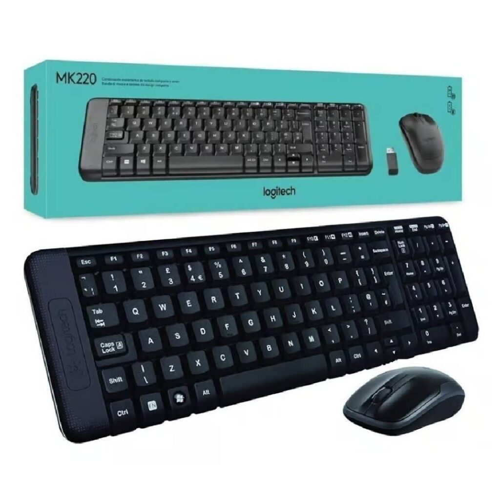 Teclado y mouse óptico inalámbrico universal en color negro en República Dominicana