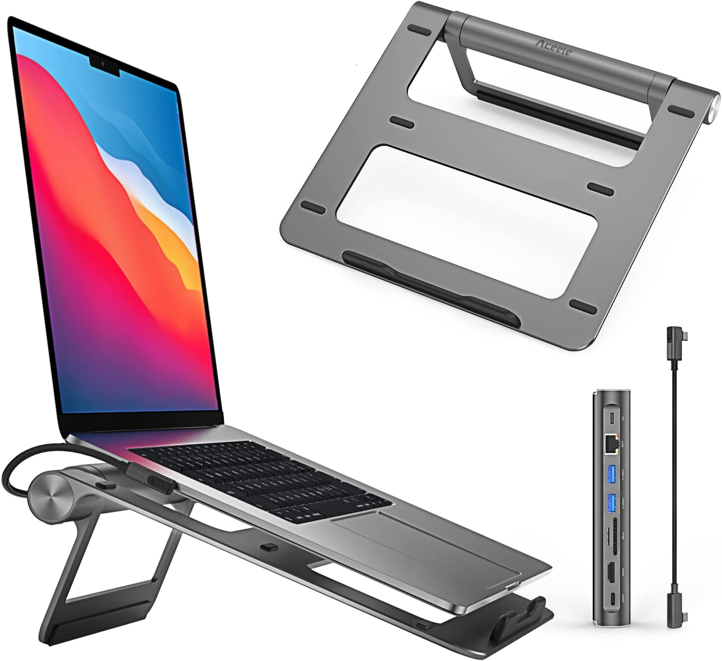 Base de conexión USB-C con soporte para laptop