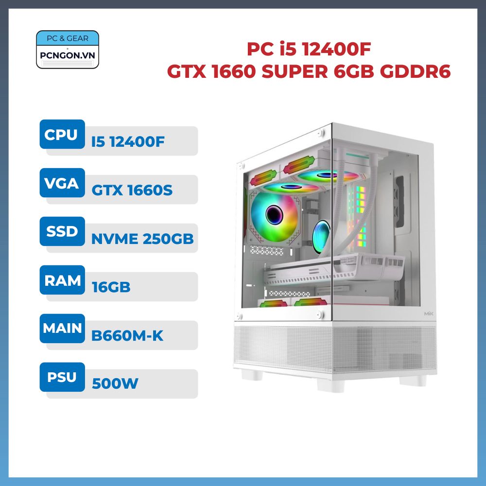 Computadora Gaming con Intel i5 12400F, 32GB RAM y GTX 1660 Super 6GB