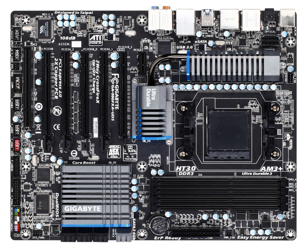 Placa Madre Gigabyte GA-990FXAUD5 con Ranuras AGP, PCI y PCI Express en República Dominicana