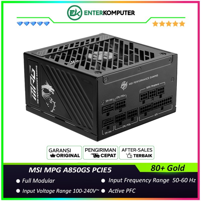Fuente de Poder MSI MPG A850GS 850W PCIe 5.0 80 Plus Gold en República Dominicana