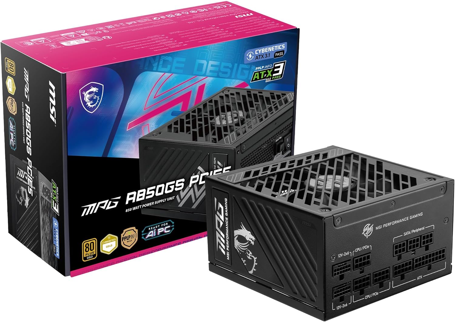 Fuente de Poder MSI MPG A850GS 850W PCIe 5.0 80 Plus Gold en República Dominicana