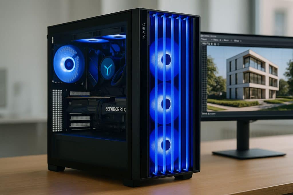 Computadora de alto rendimiento para gaming y diseño arquitectónico profesional