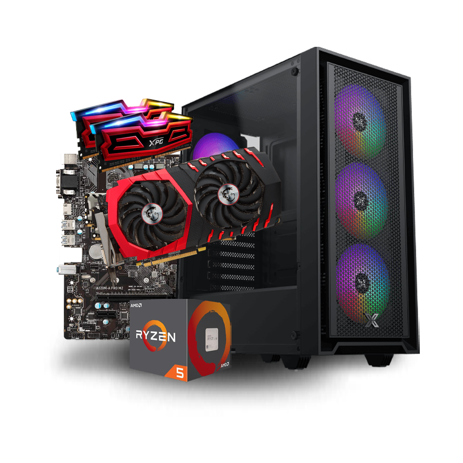 Computadora Gamer con Ryzen 5 2600 y RX 580, 20GB RAM