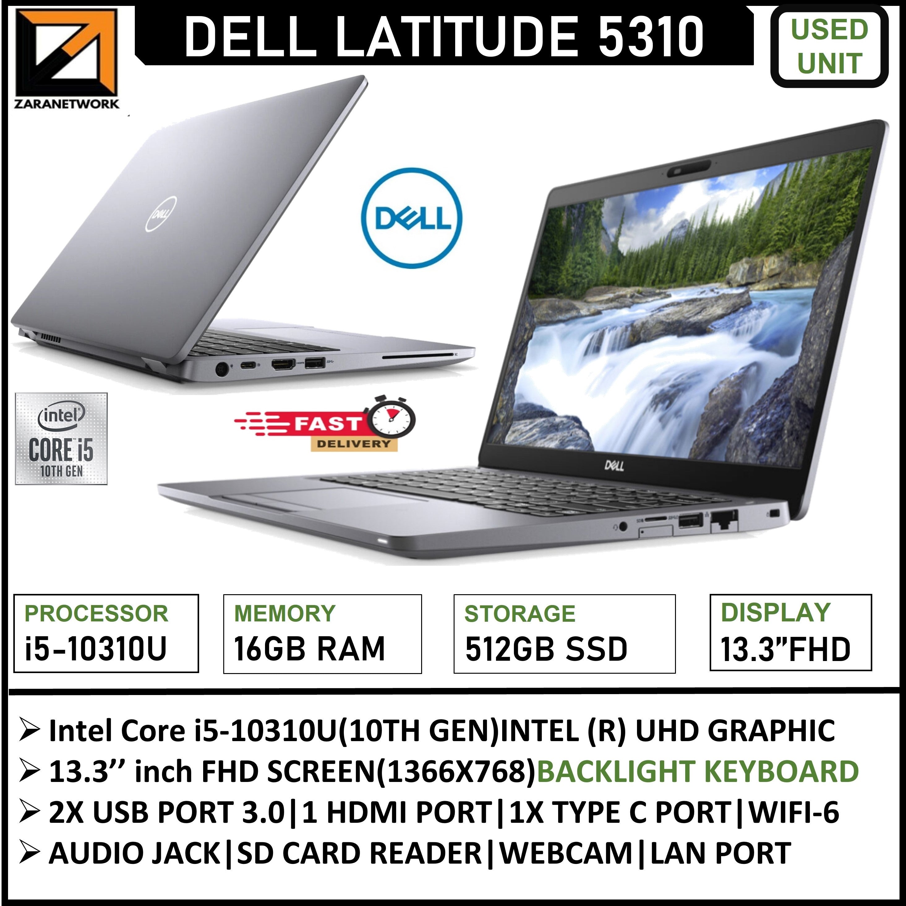 Laptop Dell Latitude de 13" con procesador Intel Core i5 de 10ª generación en República Dominicana