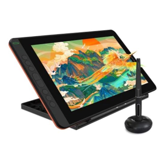 Tableta gráfica Huion Kamvas 12 con pantalla, accesorios y caja, estado impecable en República Dominicana