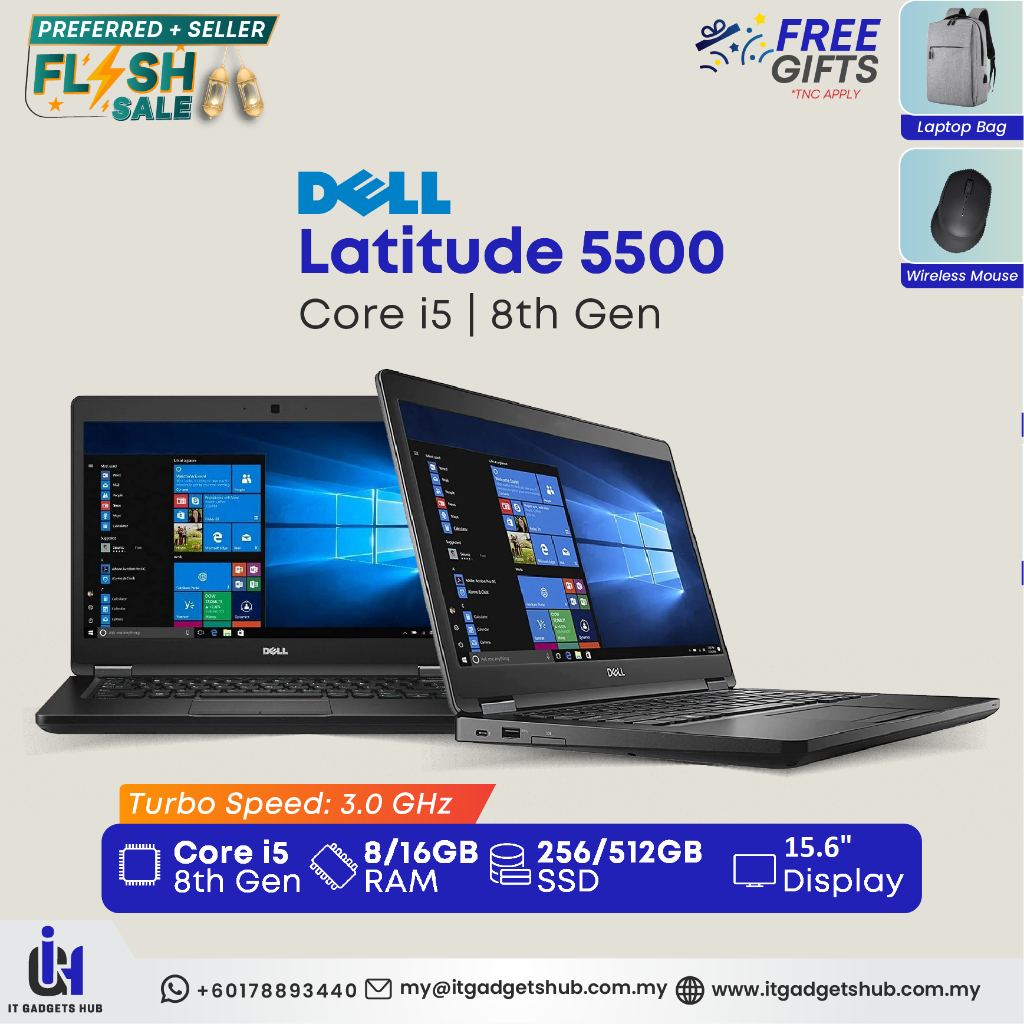 Laptop Dell Latitude 5500 8ª Generación con Intel Core i7, 8GB RAM, 256GB SSD