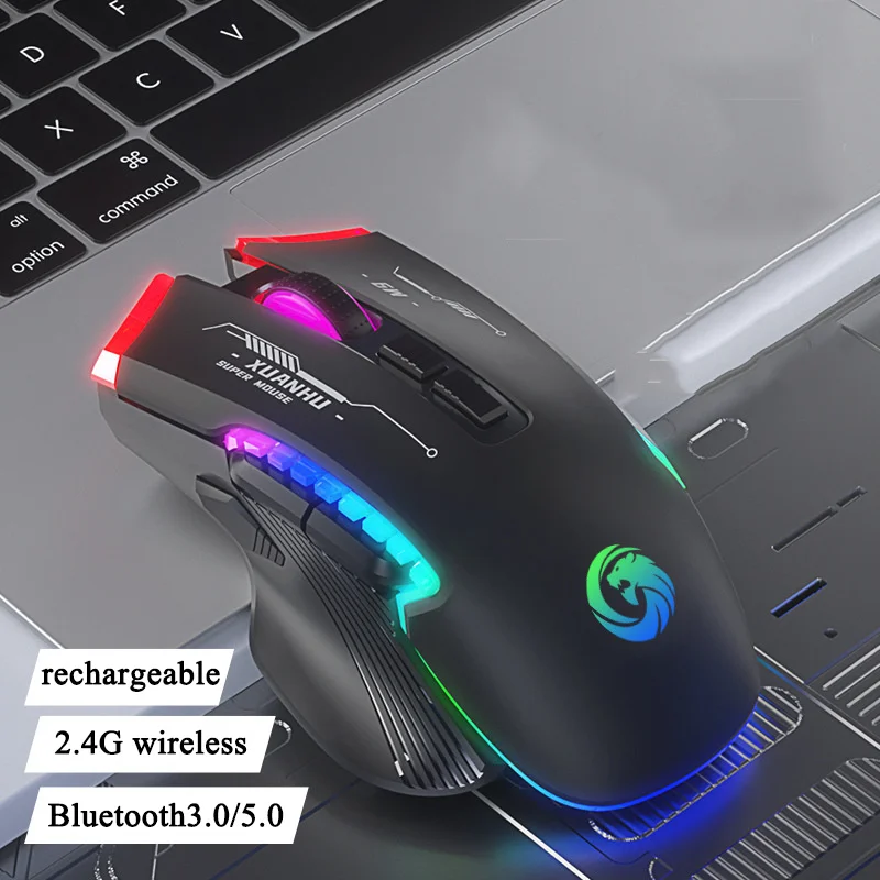 Ratón inalámbrico Bluetooth con diseño gamer y luces RGB en República Dominicana
