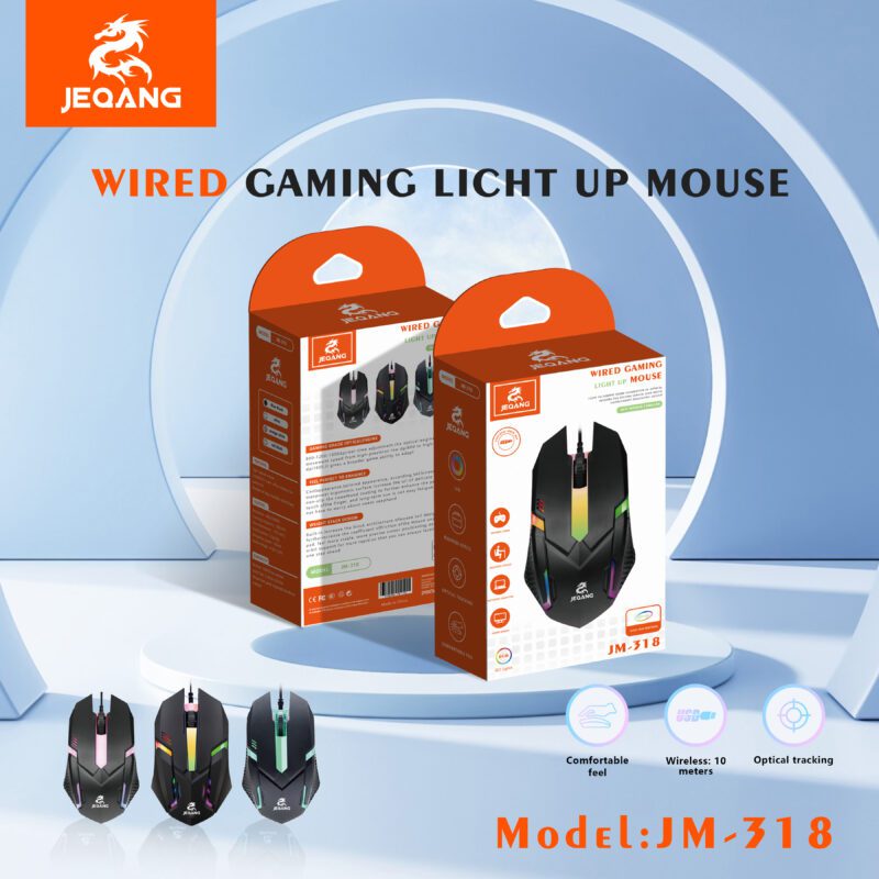 Ratón Gamer JEQANG JM318 USB con Iluminación RGB en República Dominicana