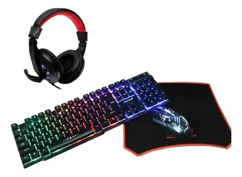 Kit 4 en 1: Teclado, ratón, almohadilla y audífonos con micrófono en República Dominicana