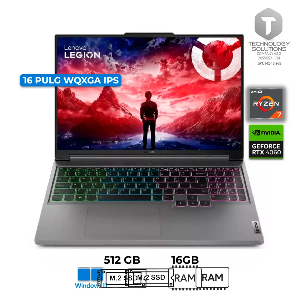 Laptop para Juegos Lenovo Legion Slim 5 con Pantalla 165Hz y Teclado Retroiluminado
