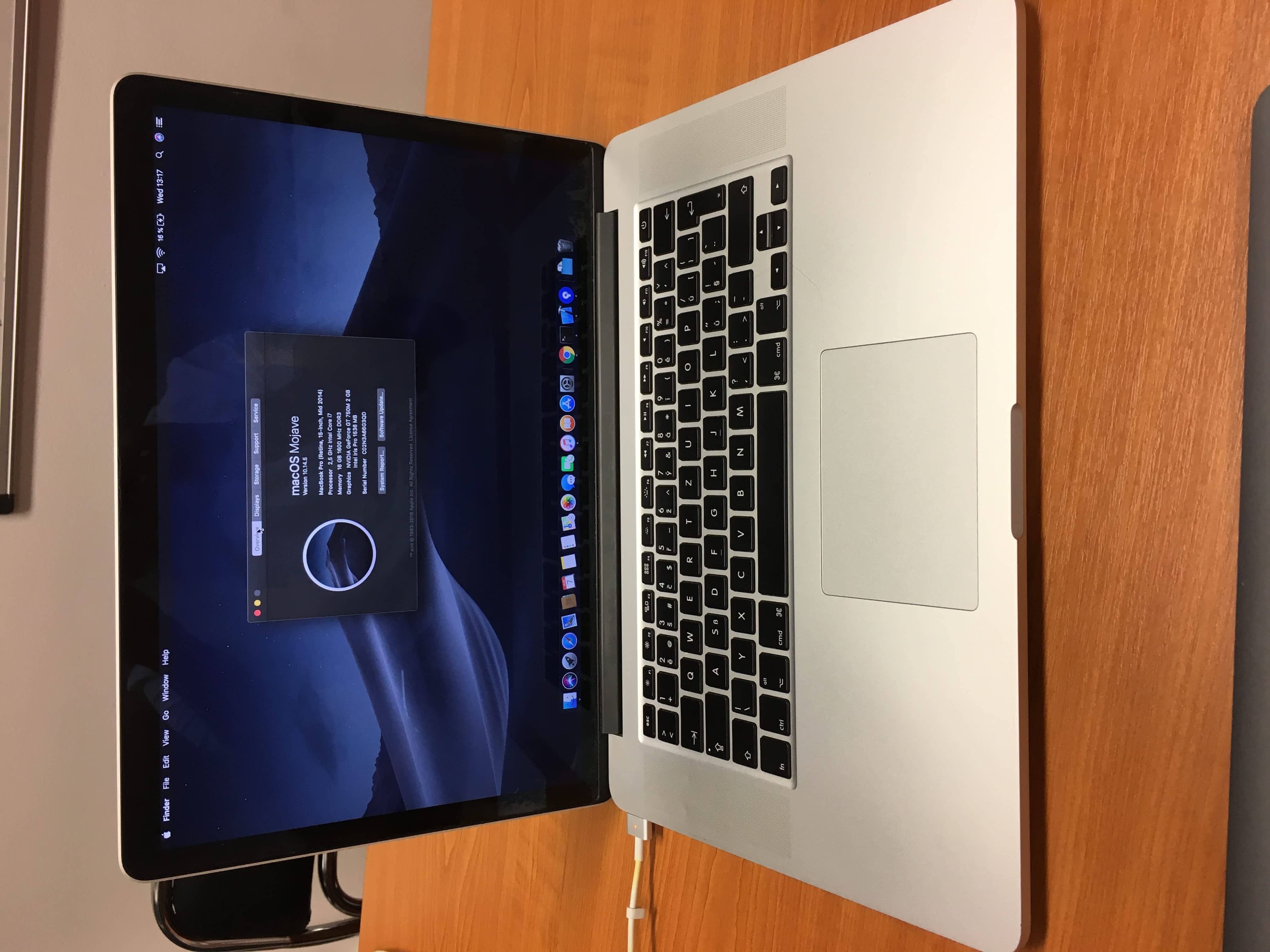 MacBook Pro Retina de 15 pulgadas modelo 2014 con doble cargador original