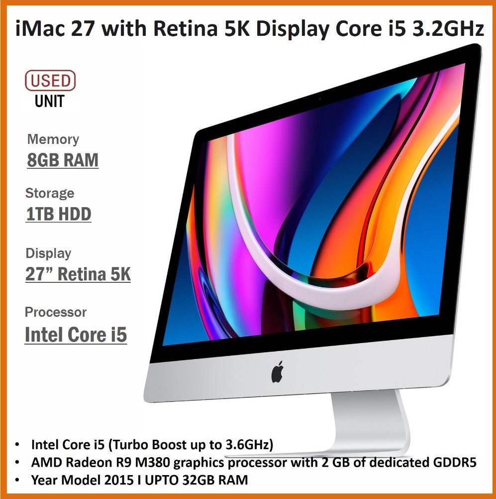 iMac 27" Retina 5K 2015 – Ordenador Todo en Uno de Alto Rendimiento