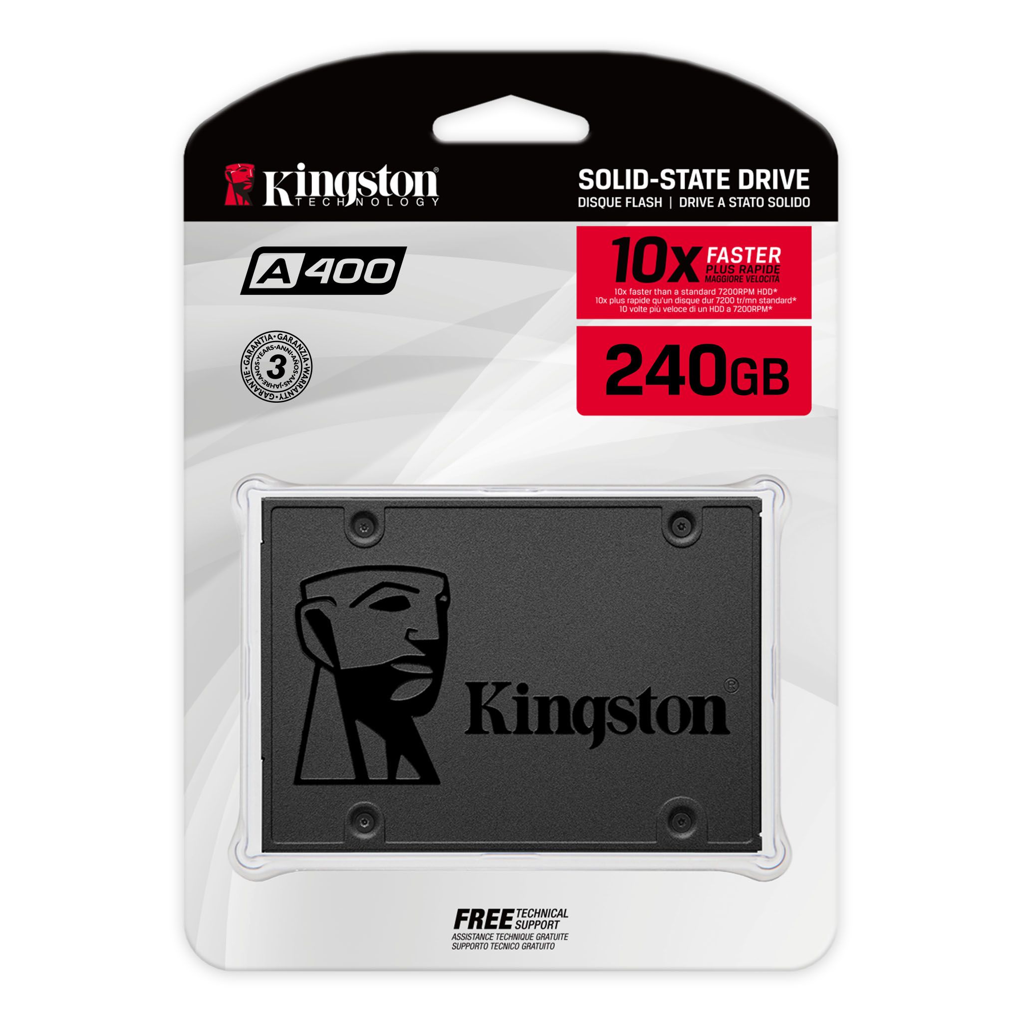 Unidad de Estado Sólido Kingston 240GB SATA III con Velocidad de Lectura de 500MB/s y Escritura de 450MB/s