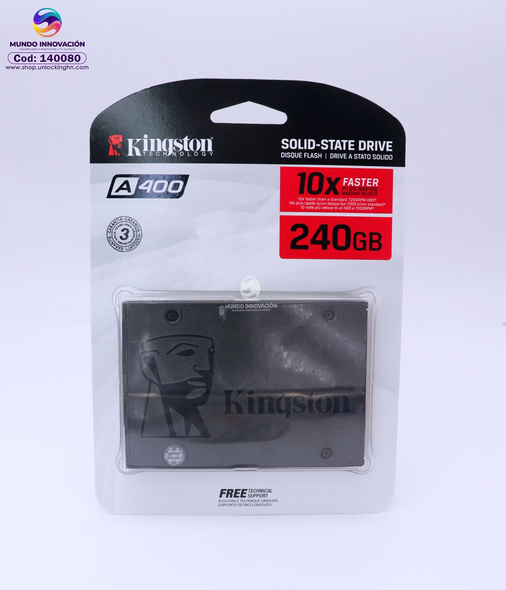 Unidad de Estado Sólido Kingston 240GB SATA III con Velocidad de Lectura de 500MB/s y Escritura de 450MB/s en República Dominicana