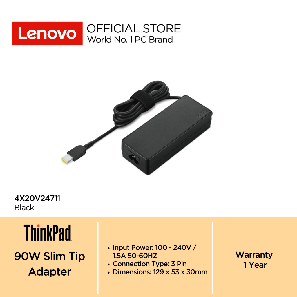 Adaptador Lenovo de 90W Slim Tip, 20V 4.5A para portátil