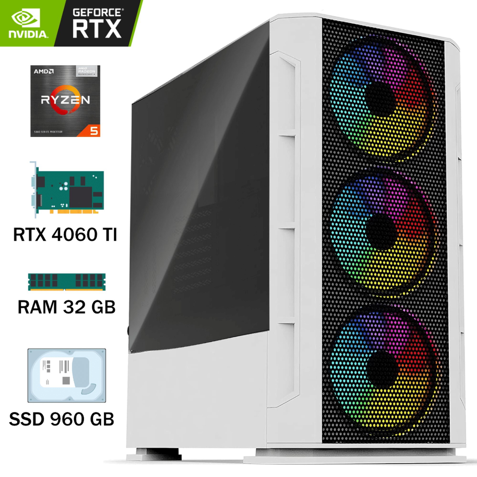 Computadora Gaming iBuypower AMD Ryzen 5600, 32GB RAM, RTX 4060 8GB, 512GB SSD M.2, Case y fuente de poder en República Dominicana
