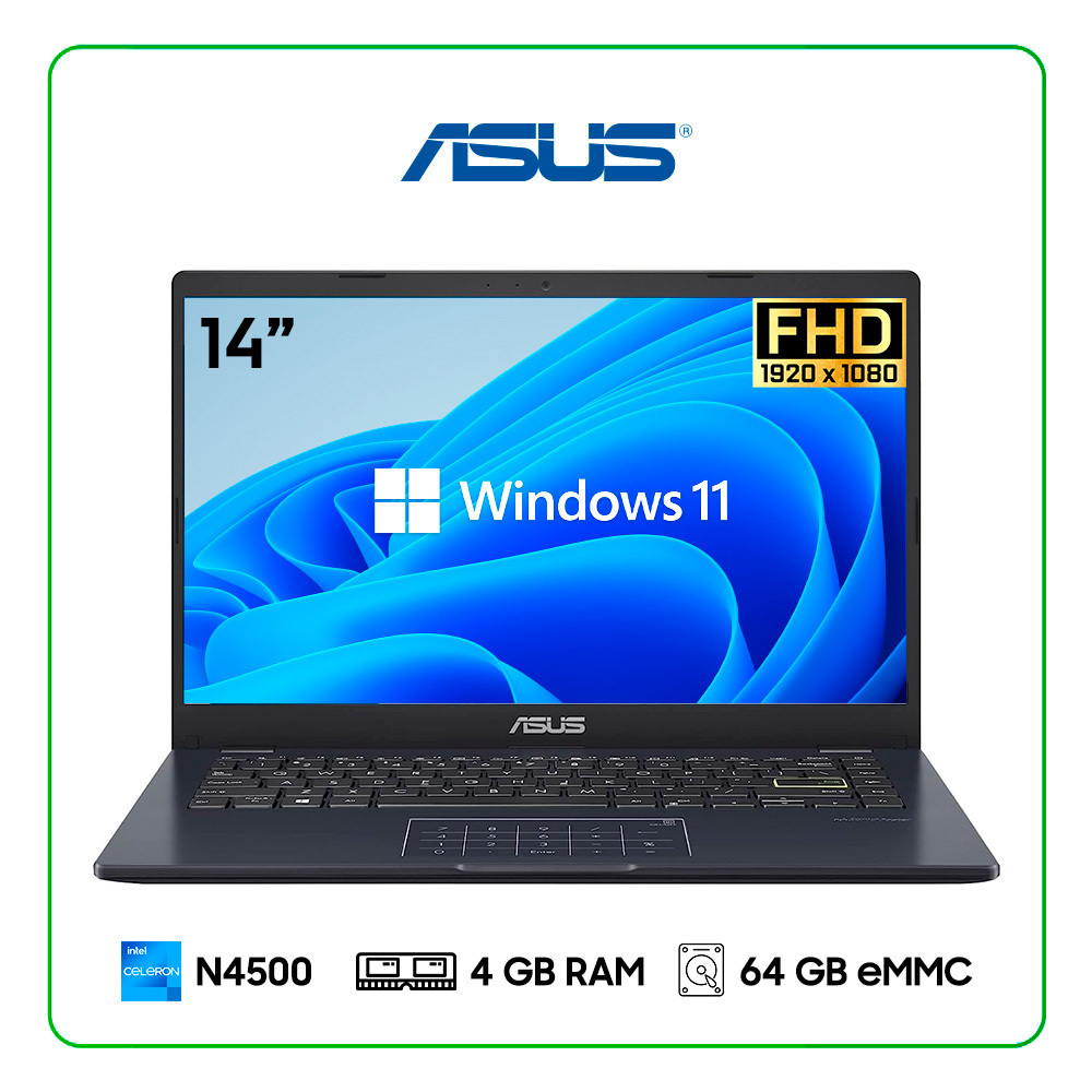 Portátil Asus E410KA con Procesador Intel N4500 de 11ª Generación y 4GB RAM