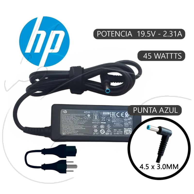 Cargador Original HP 45W Conector Azul en República Dominicana