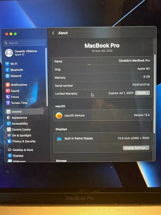MacBook Pro 2022 con chip M2 - Modelo 13" en República Dominicana