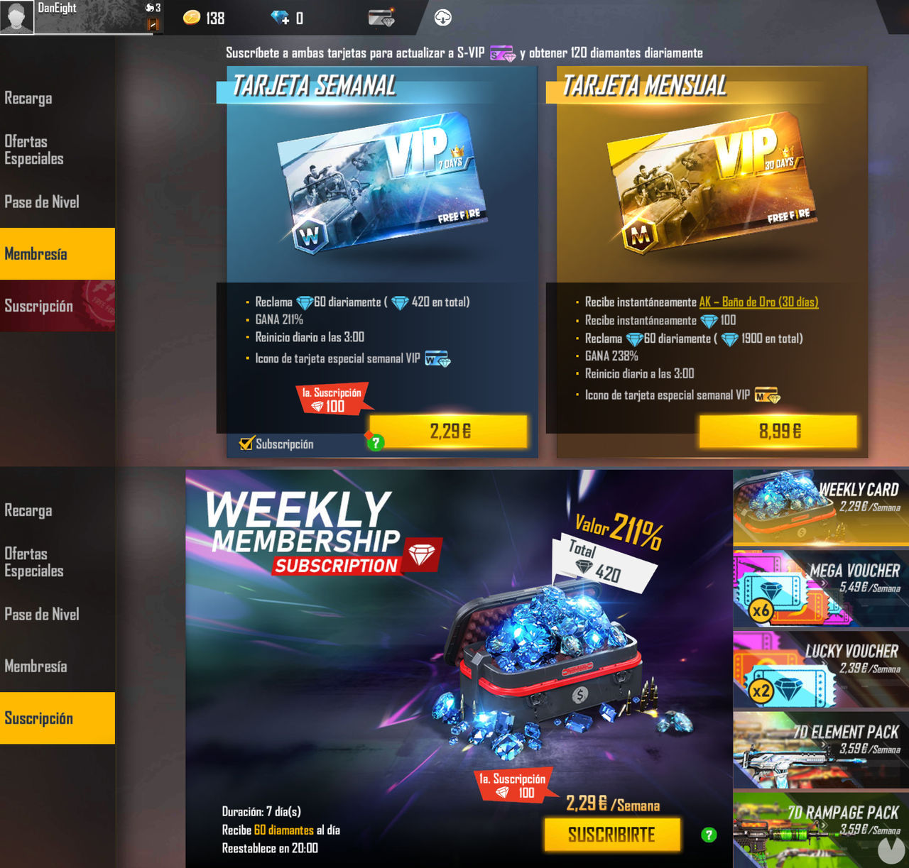 Free Fire Cuenta con 72000 Diamantes en República Dominicana