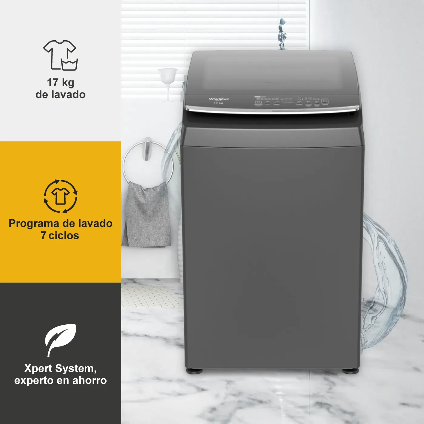 Lavadora Whirlpool 17 kg Alta Capacidad en República Dominicana