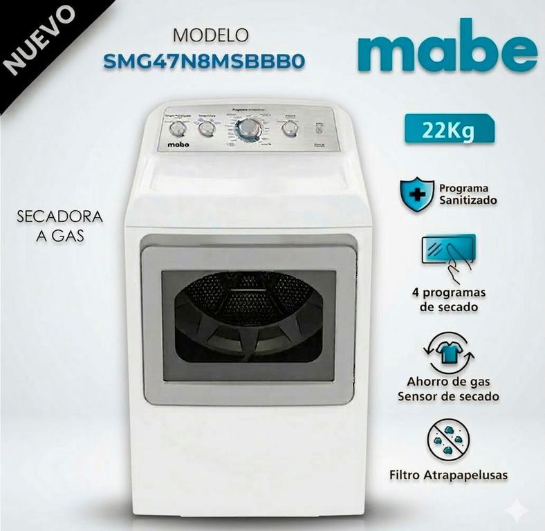 Secadora a gas Mabe modelo Sensor Dry Steam en República Dominicana