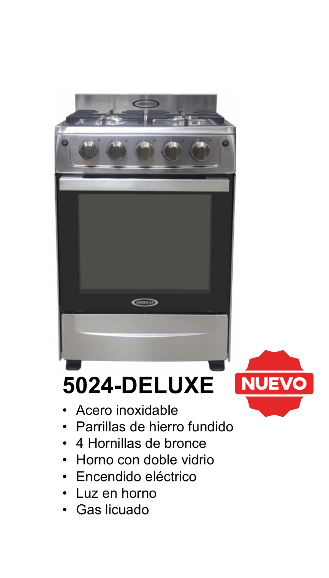 Estufa American 24" Cocina Gas Modelo