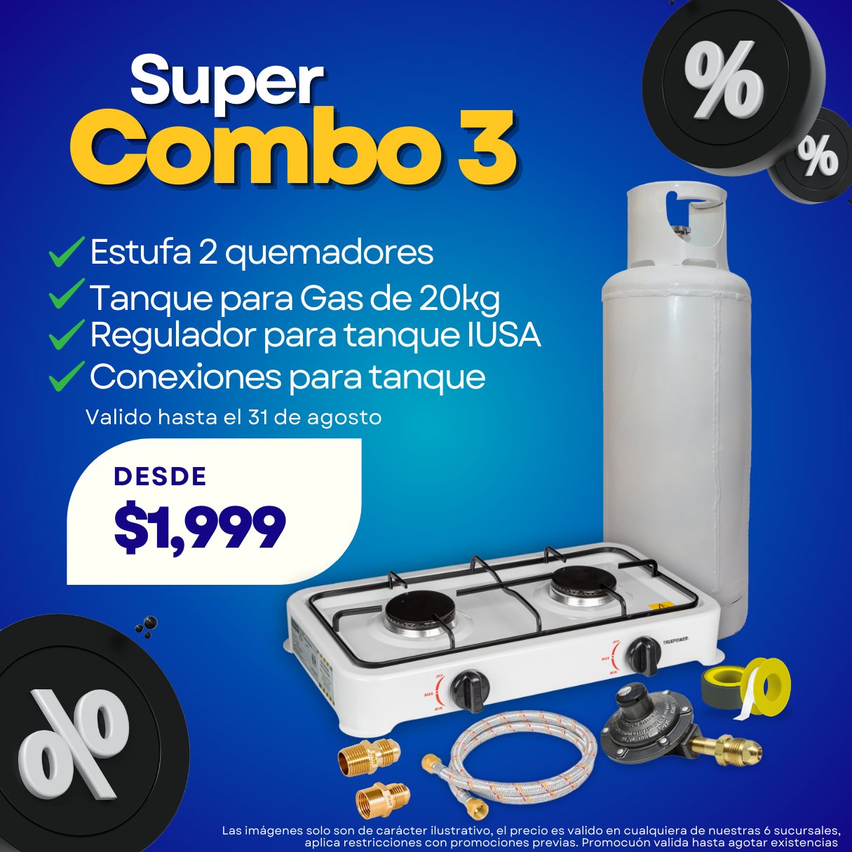 Estufa Ameriana 20" Tanque Gas 18 lbs en República Dominicana