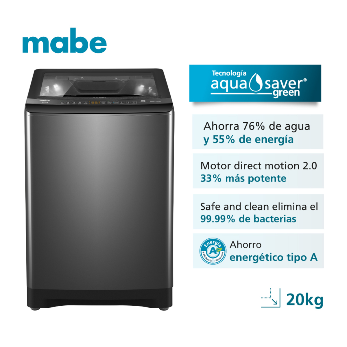 MABE Lavadora Secadora Torre Modelo 20K