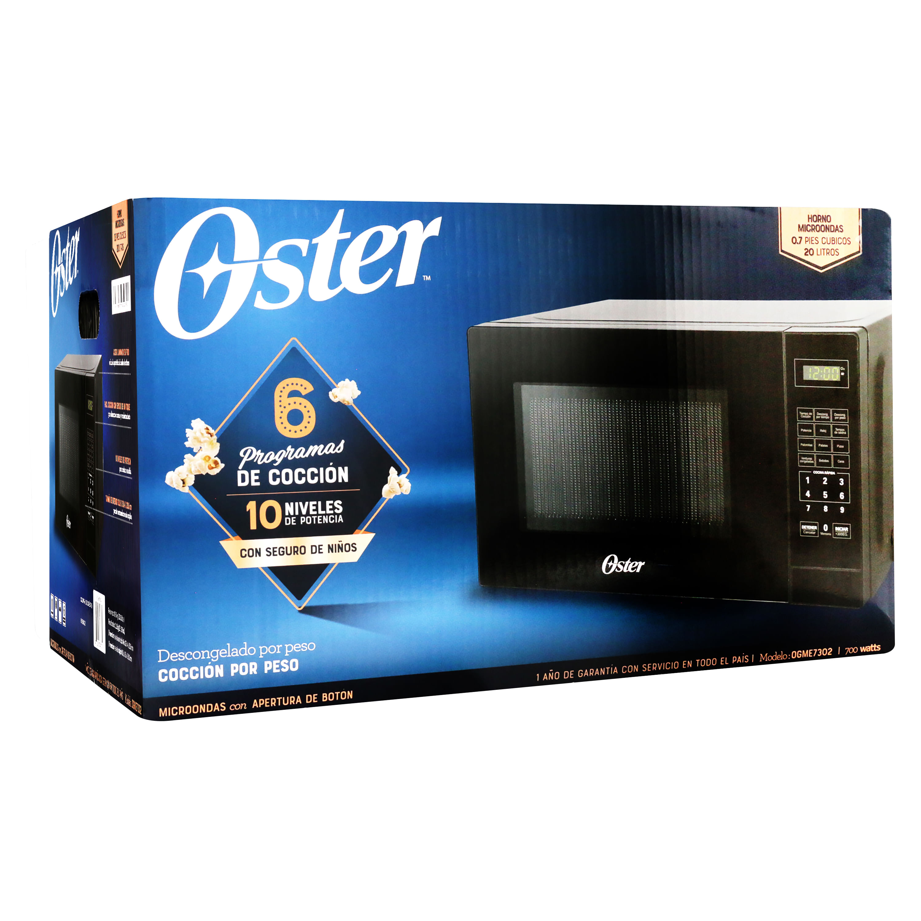 Microondas Oster modelo básico con panel digital en República Dominicana
