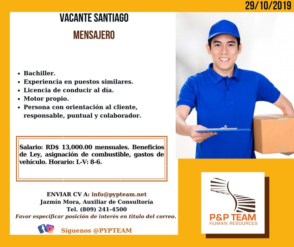 Mensajero Santiago Oportunidad Laboral