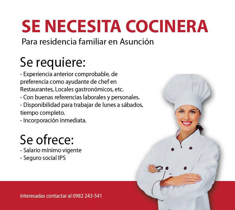 Oferta de empleo para cocinero/a