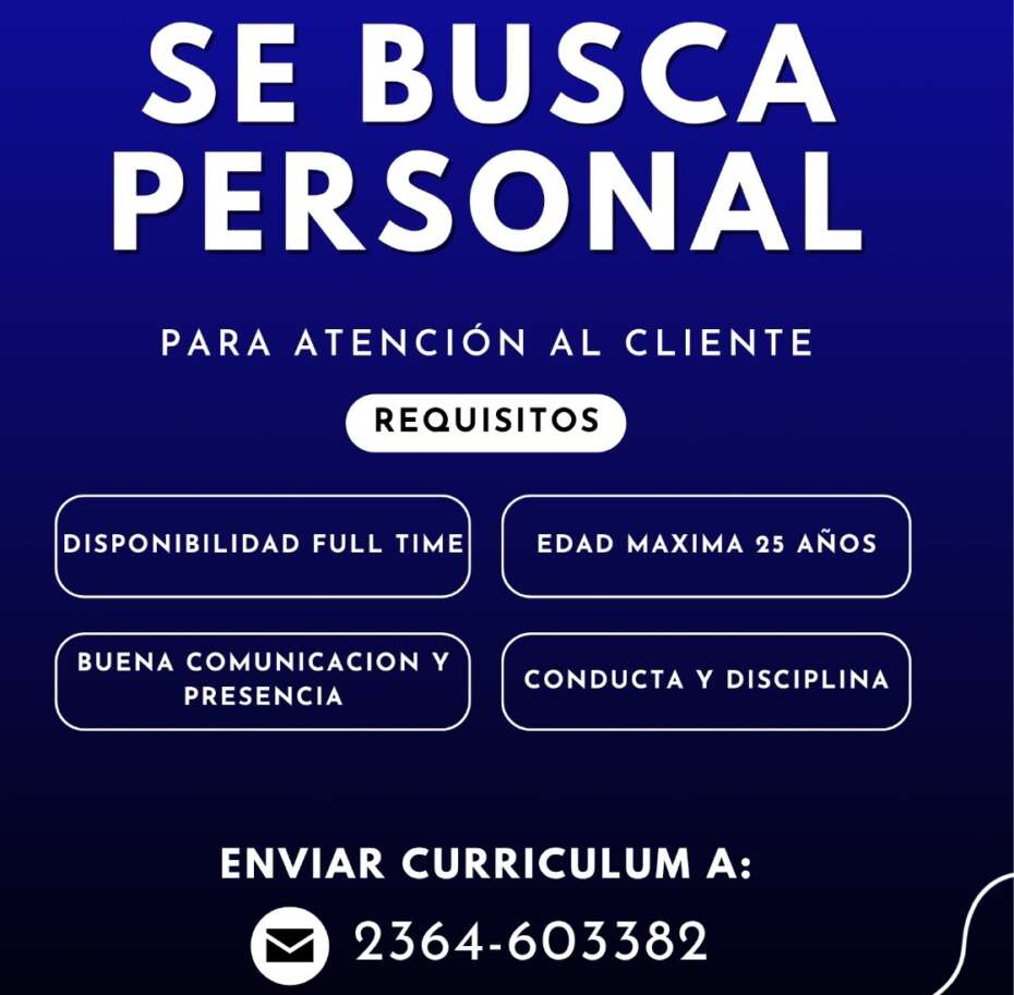Oportunidad laboral en servicio al cliente