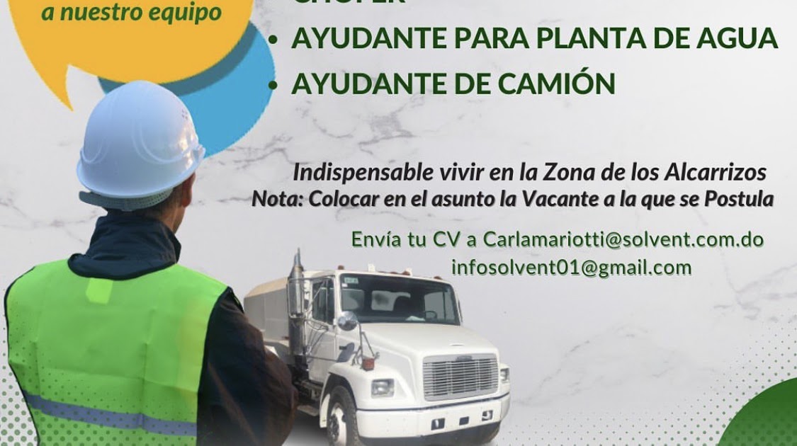 Chofer para planta de agua Alma Rosa Santo Domingo