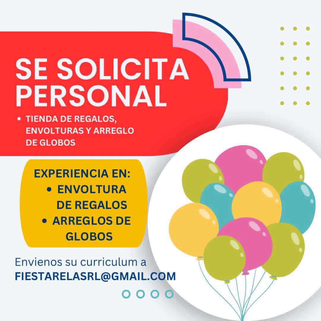 Personal para tienda Globos Envolturas