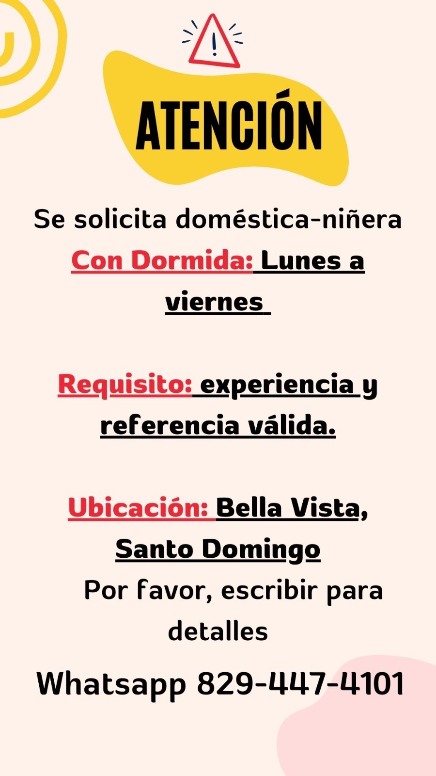 Niñera doméstica modelo básica marca XYZ