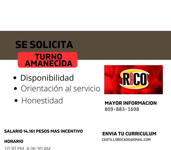 Rico Hot Dog Despachador Turno Amanecida