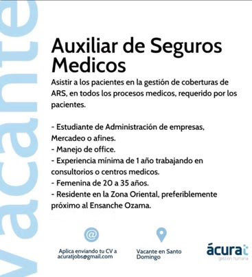 Oficial de Seguros Médicos para Clínica